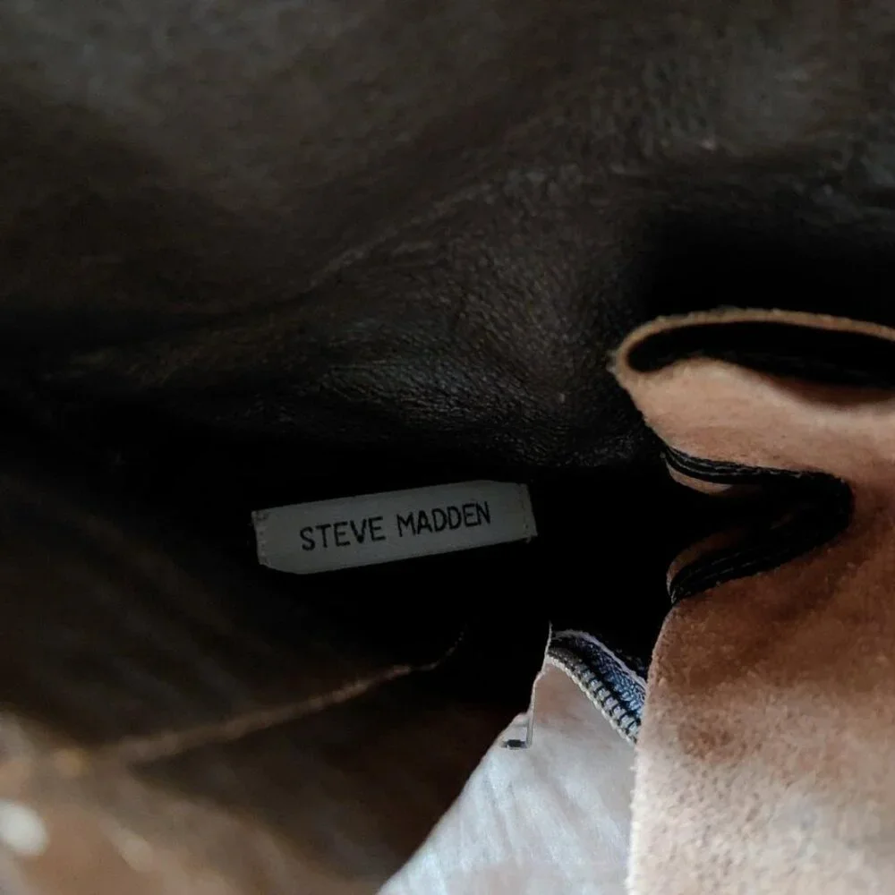 Steve Madden Tarnney Brown Leather Studded Combat Boot - Picture 2 of 6